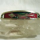Taxco Mexico silver and abalone hinged bangle vintage ll2359