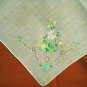 Embroidered linen hanky threadwork rolled hem unused vintage ll2375