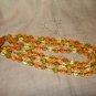 Faceted plastic beads 3 strand necklace cluster earrings citrus colors West Germany vintage ll2467