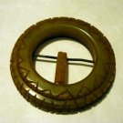 Bakelite belt buckle pendant carved Bakelite tongue olive vintage ll2469