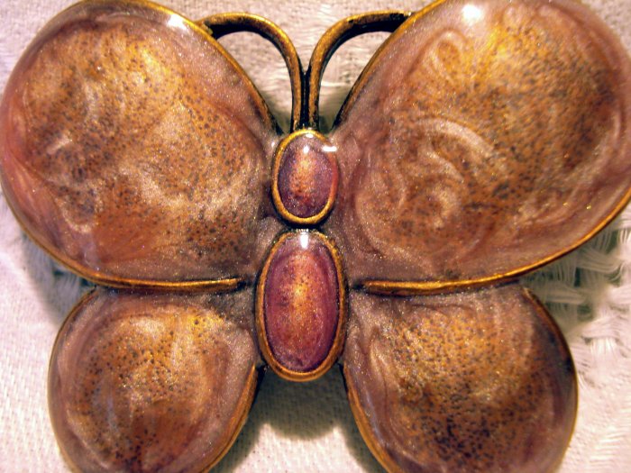 Enamel on copper butterfly pin brooch large vintage costume jewelry superior ll2530