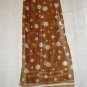 Bill Blass silk chiffon long scarf polka dots white on brown excellent vintage ll2537