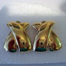 Gold tone kiss X clip earrings bold perfect vintage ll2563