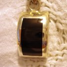 Mexico 925 Sterling silver onyx pendant mid century modern perfect vintage ll2564