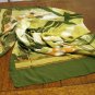 Silky stole shades of green and rust watercolor print excellent vintage ll2575