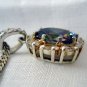 Sterling silver mystic topaz clear quartz elegant pendant preowned as new ll2598