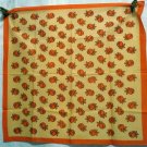 Orange juice cotton scarf bandana stylized flowers excellent used ll2641