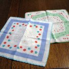 Lot of 2 printed cotton hankies blue and green motifs vintage ll2654