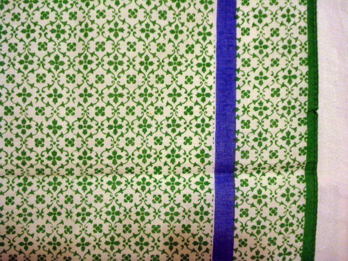 Italian cotton bandana scarf tiny green print on white pre-owned ll2670