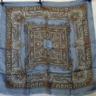 Neutral toned large silk paisley scarf rolled hem gray border large very good vintage ll2714