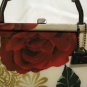 American Beauty roses Jeanne Lottie fabric evening bag shoulder or handle very good vintage ll2739