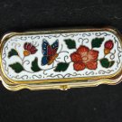 Cloisonne lipstick holder case with mirror flowers butterfly as new ll2744