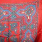 Large paisley silk scarf red pine green excellent vintage ll2750