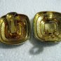 Classic clip earrings gold tone enamel cloisonne squares excellent vintage ll2767
