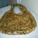 Gold sequins crocheted slouchy soft evening tote excellent preowned ll2775