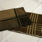 2 Men's cotton hankerchiefs brown stripes windowpane check excellent vintage ll2816