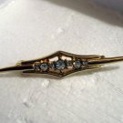 Antique reproduction bar pin brooch gold tone and rhinestones preowned ll2819