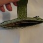 Flat thin jacquard fabric wallet croc stamped flap green excellent vintage ll2836