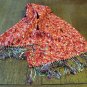 Sequin by Congoleum double thick coat scarf knotted silk fringe reds excellent vintage ll2838