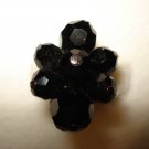 Sherman faceted black glass bead earrings clusters clip back vintage ll2857