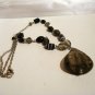 Dichroic pendant on silvery chain with glass beads preowned excellent ll2861