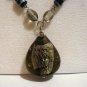 Dichroic pendant on silvery chain with glass beads preowned excellent ll2861