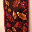 Mixed leaves on wine and magenta long silk scarf Eaton's unused vintage ll2883