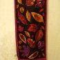 Mixed leaves on wine and magenta long silk scarf Eaton's unused vintage ll2883