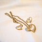 Vendome heart pendant and pierced earrings rhinestones, gold tone, chain vintage ll2895
