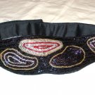 All bead evening belt black multi-colored irridescent short bugle 30 inch waist pre-owned ll2913