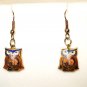 Cloisonne owls drop earrings on ear wires excellent pre-owned ll2914