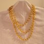54 Inch plastic bead rope necklace with clasp marbled cream vintage ll2921