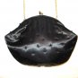 Beads and black sain evening bag with wrist chain kiss close excellent pre-owned ll2924