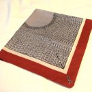 Man's printed cotton hankerchief burgundy gray chain mail signed R vintage ll2935