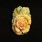 Celluloid dress clip tinted open rose with leaves great vintage ll2944