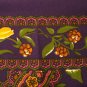 Navy brown and green paisley and roses large square scarf 30 inches VG vintage ll2959