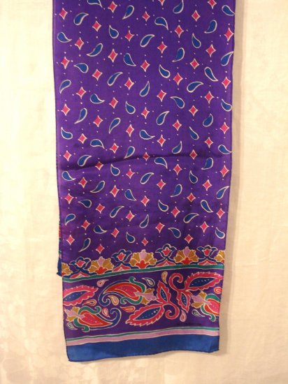 Liz Claiborne long silk scarf purple turquoise red 52 inches unused ...