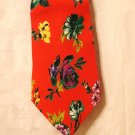 Liz Claiborne Accessories men's neck tie floral on red excellent pre-owned ll2996