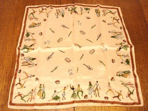 Jitterbug musical instruments acetate square scarf vintage ll3018
