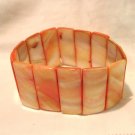 Marbled shell bars stretch bracelet cream coral as new vintage ll3019