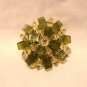 Austrian crystal bead radial cluster earrings clip olive clear vintage ll3028