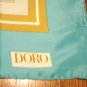 Doro aqua turquoise ocher silk scarf rolled hem unused vintage ll3043
