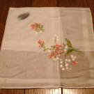 Made in Switzerland white linen hanky embroidered pink green unused vintage ll3048