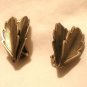 Bell Trading Post nickel silver clip earrings Textured leaves vintage ll3054