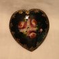 Heart shaped paper mache pin brooch hand painted signed as new ll3086
