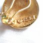 BSK flat straw hat shaped earrings clip on gold tone vintage ll3107