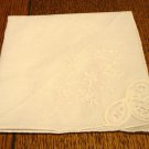 Handmade white linen hanky whitework Battenburg lace unused preowned ll3125