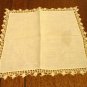 Lavish lace edged handmade ivory linen hanky threadwork wedding fancy ll3127