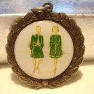 Laurel leaf pendant with plaque step dancers girl guides vintage ll3133