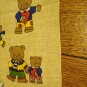 Teddy bear family bandana bears in clothing on tan cotton preowned ll3134